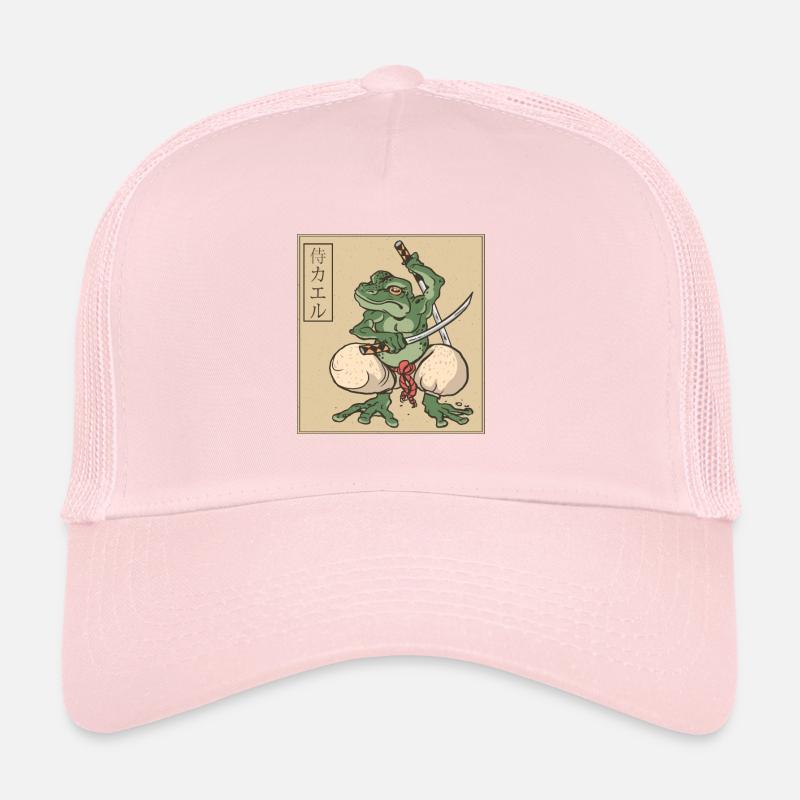 Samurai Frog Katana Japanese Letters Trucker Cap
