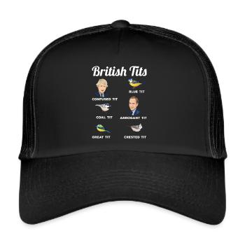 British Tits Funny Bird watching Gift - Trucker Cap - black/black - Front