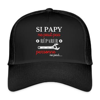 Humour papy bricoleur-idée cadeau grand père-papi - Casquette trucker  - noir/noir - Devant