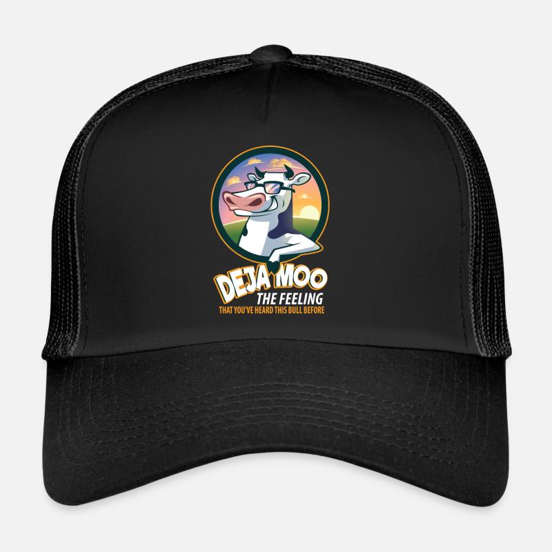 Deja Moo lustiger Kuh Spruch Kühe Geschenk - Trucker Cap - Schwarz/Schwarz