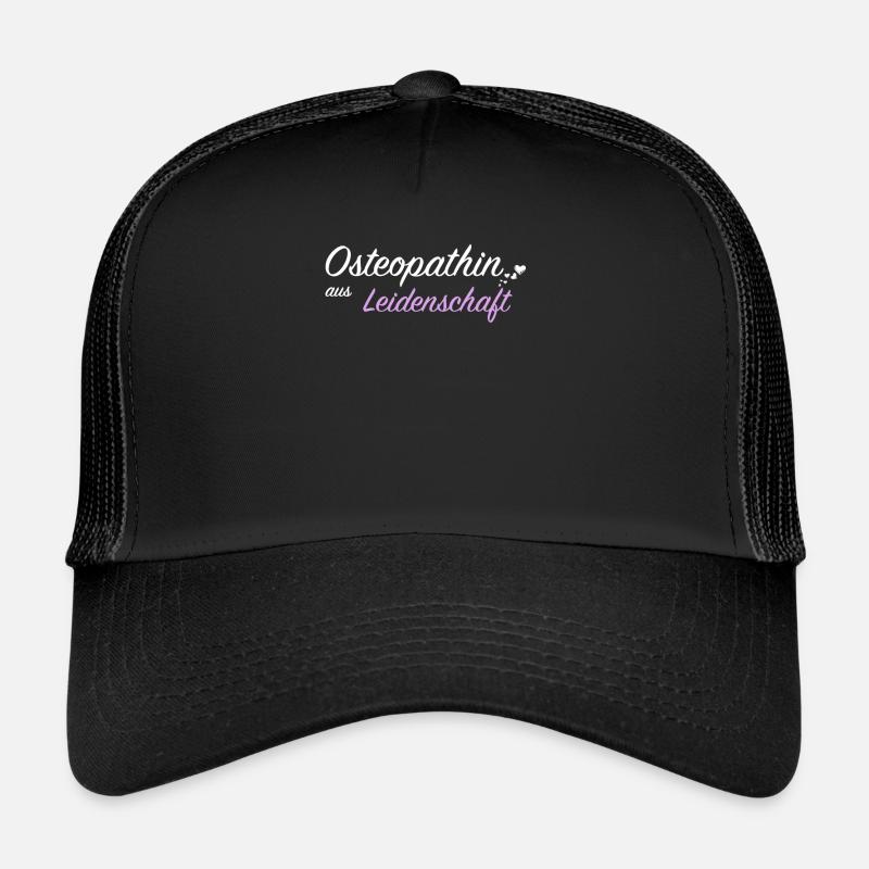 Osteopathin Heilpraxis Knochenbrecher Geschenkidee - Trucker Cap - Schwarz/Schwarz