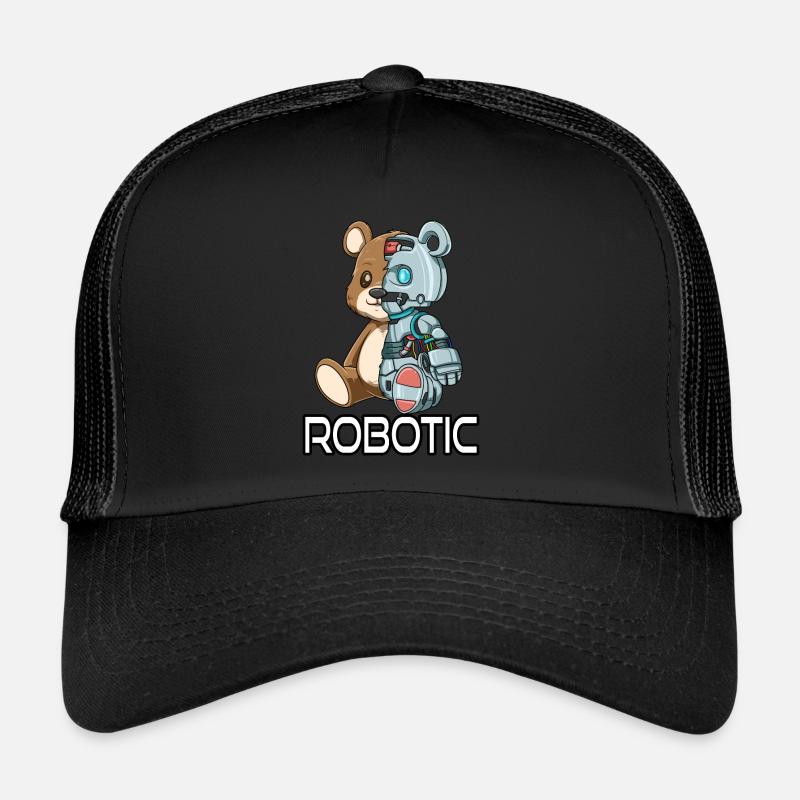 Lustiger Bär Roboter Robotic Kuscheln Cyborg - Trucker Cap - Schwarz/Schwarz
