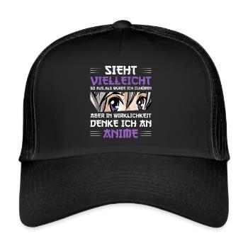 Anime Manga Otaku - Trucker Cap - Schwarz/Schwarz - Vorne