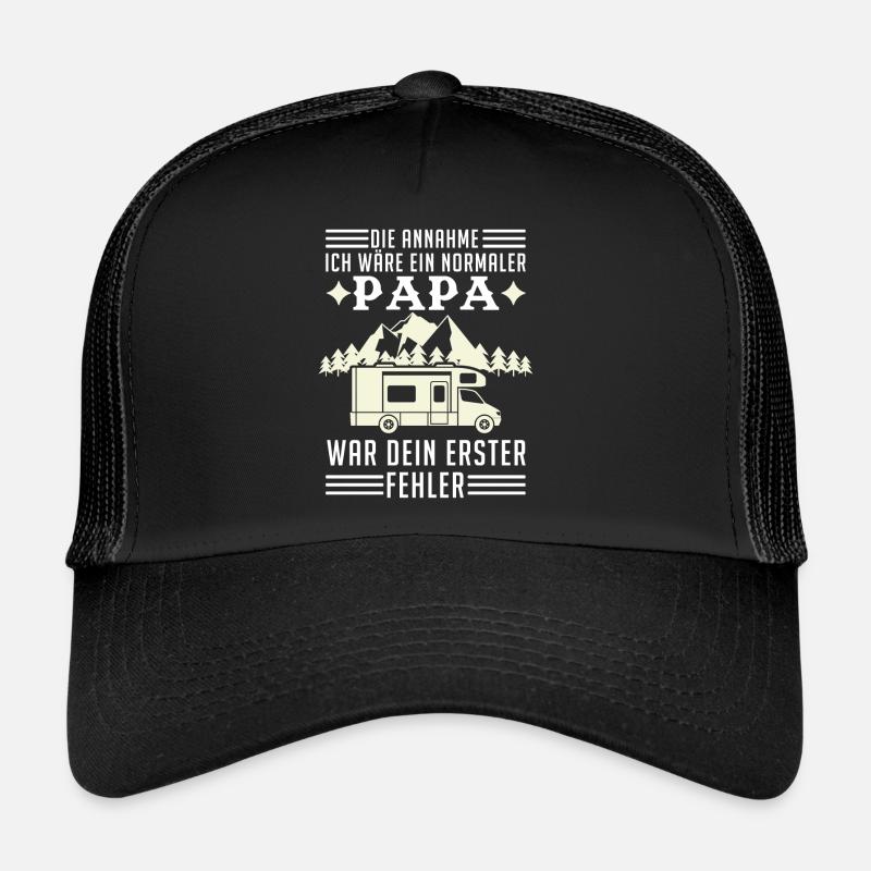 Wohnwagen Papa Wohnmobil Geschenk - Trucker Cap - Schwarz/Schwarz