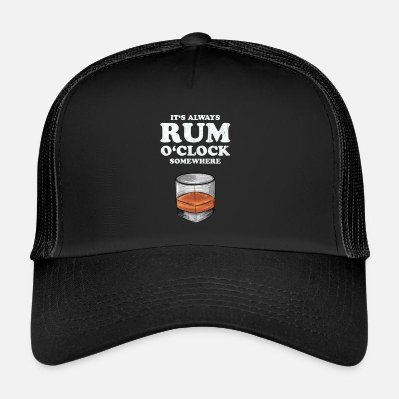 Mens Rum Trinker Geschenk I lustige Rum O Clock Produkt Trucker Cap