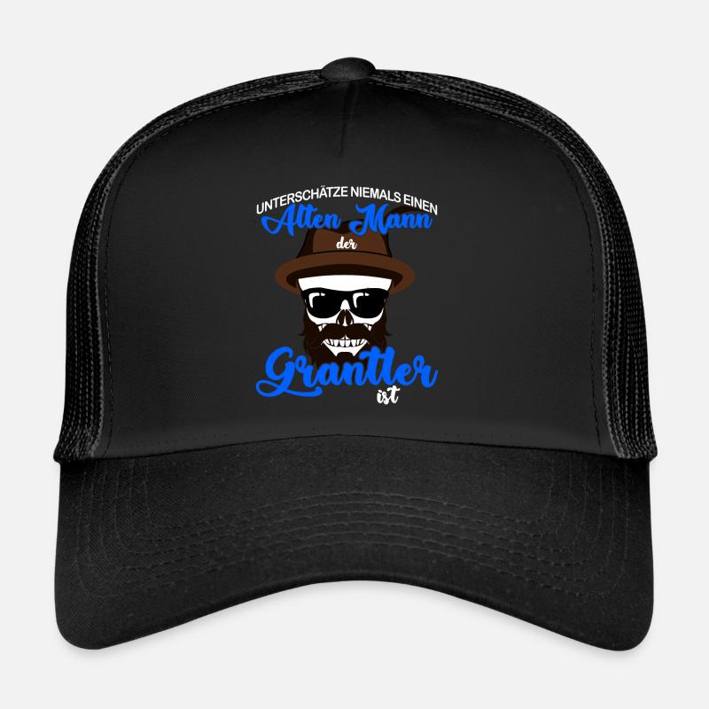 Grantler Spruch bayrisch - Alter Mann - Trucker Cap - Schwarz/Schwarz