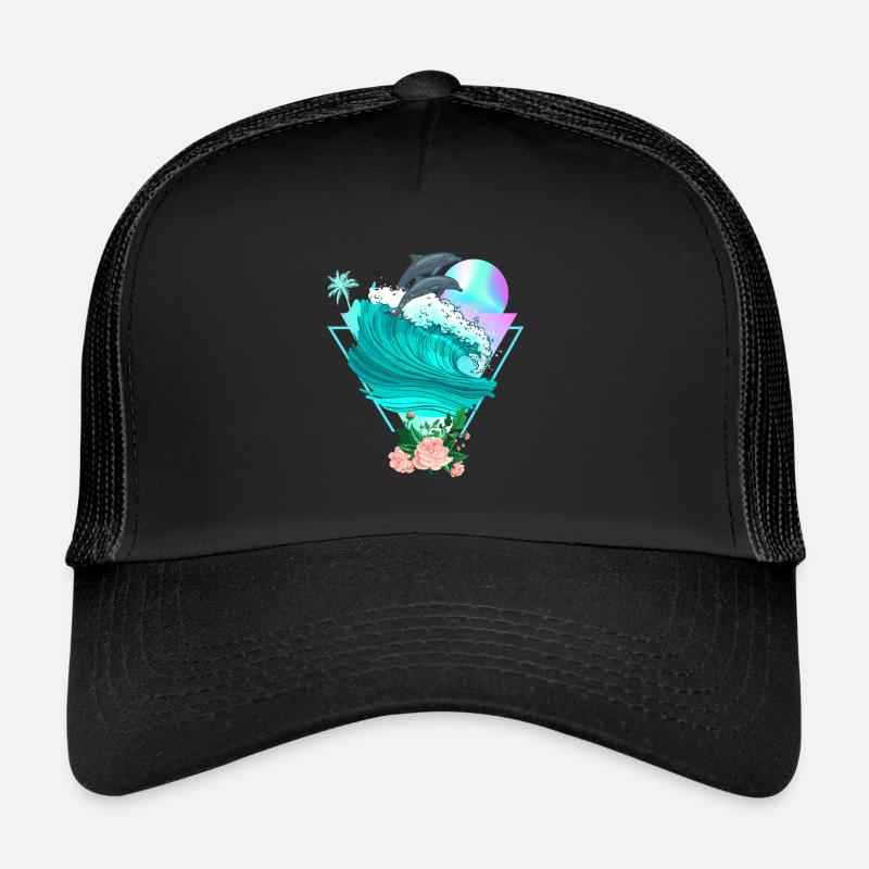 Vaporwave Aesthetic Wave - Trucker Cap - Schwarz/Schwarz