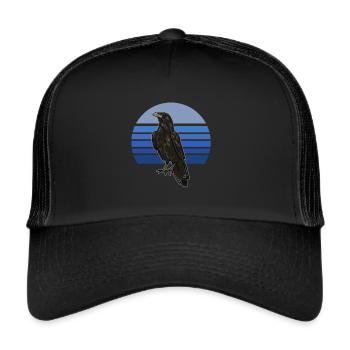 Crow Blue Retro - Trucker Cap - Schwarz/Schwarz - Vorne