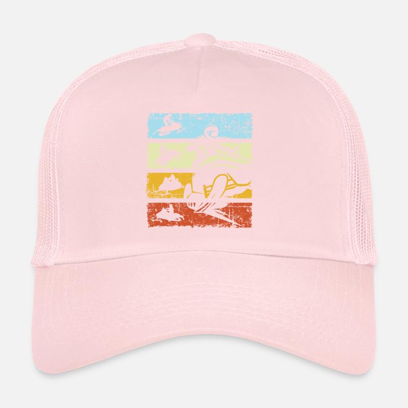 Vintage Snowmobile Snowmobile Retro Winter Trucker Cap