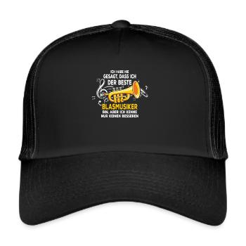 Der Beste Blasmusiker Blasmusik Trompete Musiker - Trucker Cap - Schwarz/Schwarz - Vorne