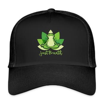 Yoga Frosch Pilates Meditation Just Breath Shirt - Trucker Cap - Schwarz/Schwarz - Vorne