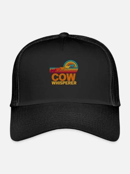 Colorful nostalgic retro farmer COW WHISPERER - Trucker Cap - black/black - Front