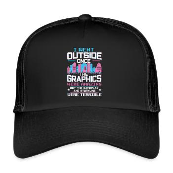 I went Outside Once Amazing Graphics Terrible - Casquette trucker  - noir/noir - Devant