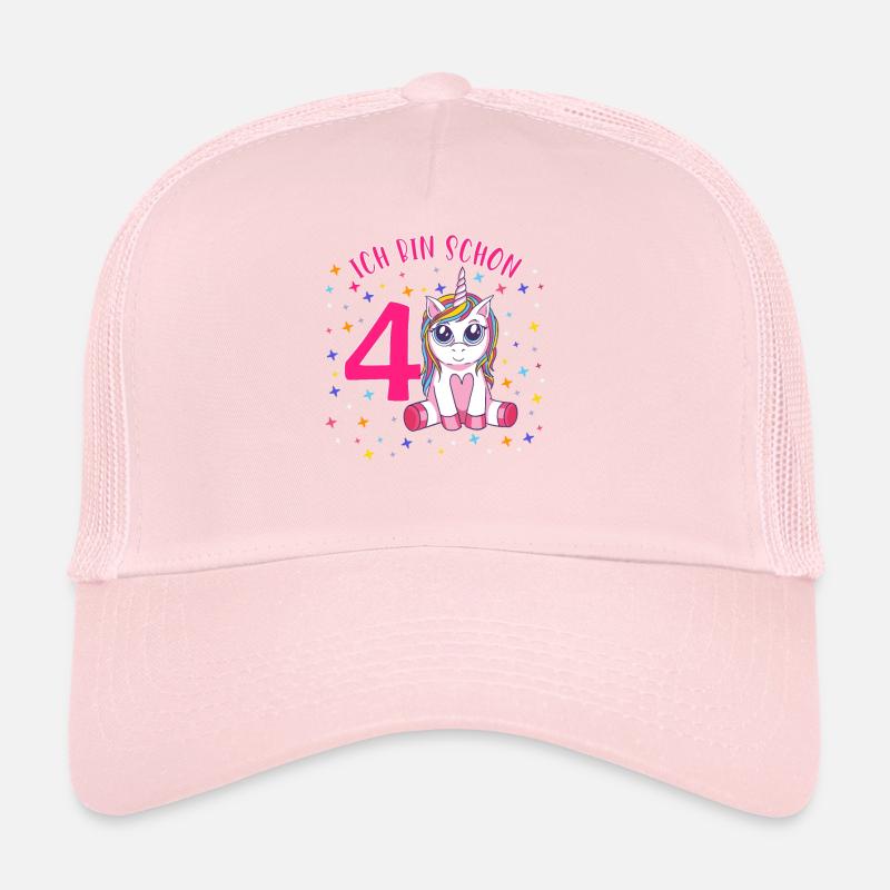 ich bin schon 4 Einhorn Geburtstag Kind Mädchen Trucker Cap