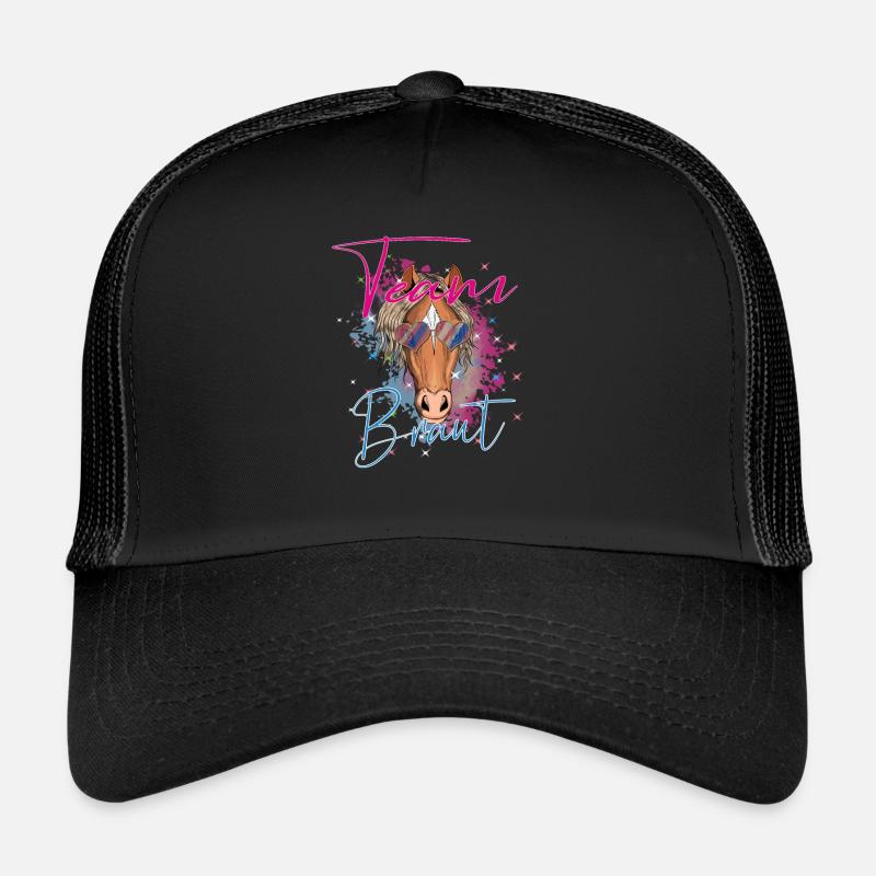Pferd Bride Junggesellinnenabschied Team Braut - Trucker Cap - Schwarz/Schwarz