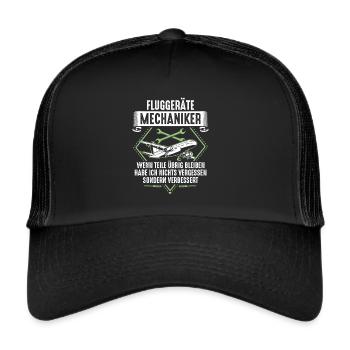 Fluggeräte Mechaniker Flugzeug Triebwerk Luftfahrt - Trucker Cap - Schwarz/Schwarz - Vorne