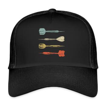 Dart Retro Vintage Dart Arrows Gift - Trucker Cap - black/black - Front