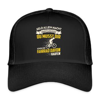 Fahrrad Fahrradfahrer Radfahrer Geschenk - Trucker Cap - Schwarz/Schwarz - Vorne