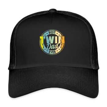 Papa Vater von Zwillingen Zwillingspapa - Trucker Cap - Schwarz/Schwarz - Vorne