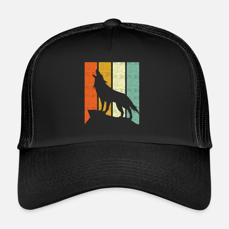 Wolf Retro - Trucker Cap - Schwarz/Schwarz
