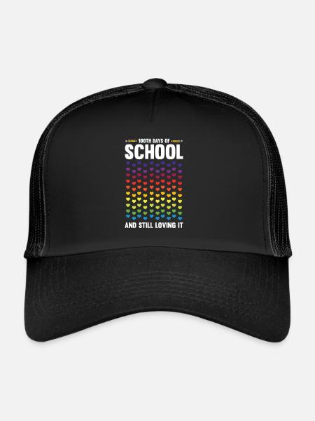 100 Days School Teacher School Day Student Gift - Trucker Cap - black/black - Front