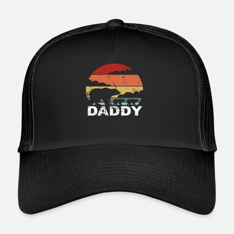 Daddy Bear Kindsvater Zwillinge Vatertag Geschenk - Trucker Cap - Schwarz/Schwarz