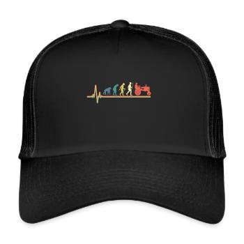 Vintage Heartbeat Tractor Retro Evolution Tractor - Trucker Cap - black/black - Front