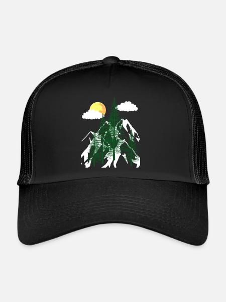 Wilderness Forest Trees Fir Trees Nature Mountains Mountains - Trucker Cap - black/black - Front