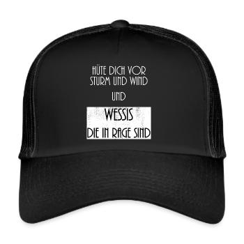 Hüte dich vor Wessis Lustiger Wessi Spruch vintage - Trucker Cap - Schwarz/Schwarz - Vorne