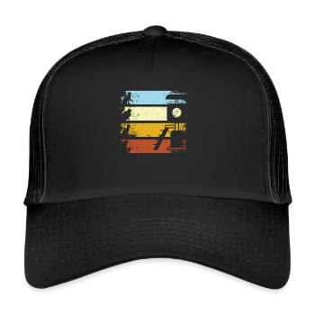 Vintage Katze - Trucker Cap - Schwarz/Schwarz - Vorne