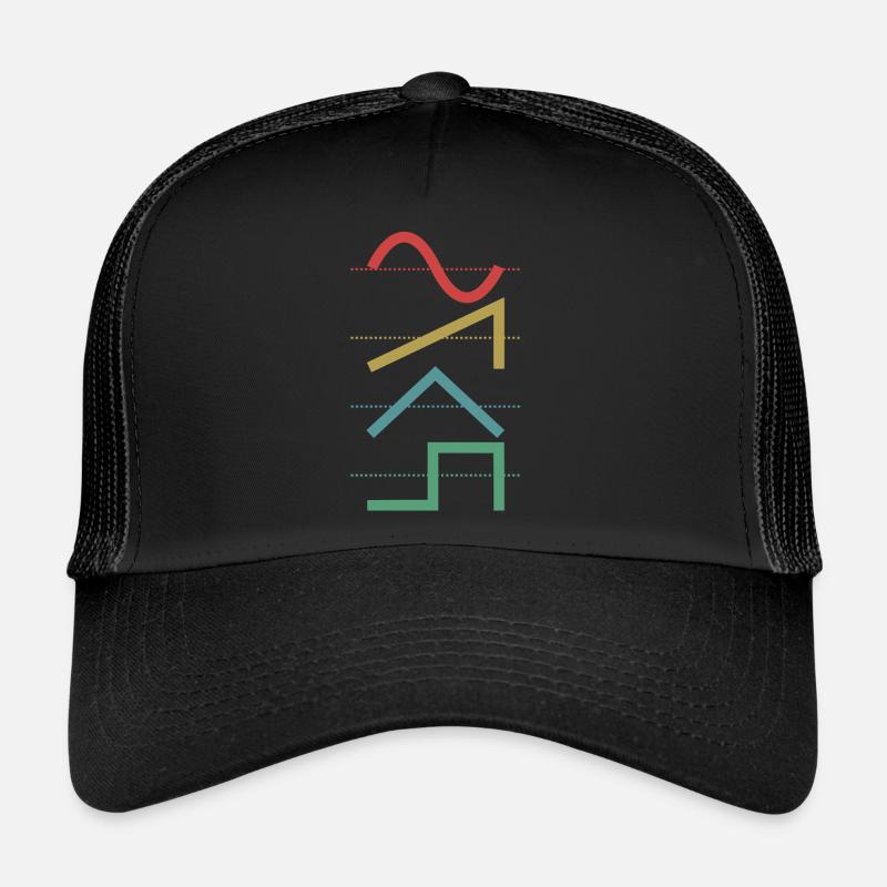 Vintage Analog Synthesizer Techno Waveform - Synth - Trucker Cap - Schwarz/Schwarz