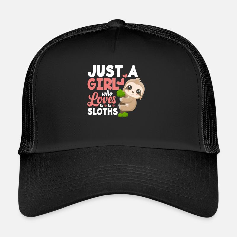 Süßes Mädchen Faultier Geschenk - Trucker Cap - Schwarz/Schwarz