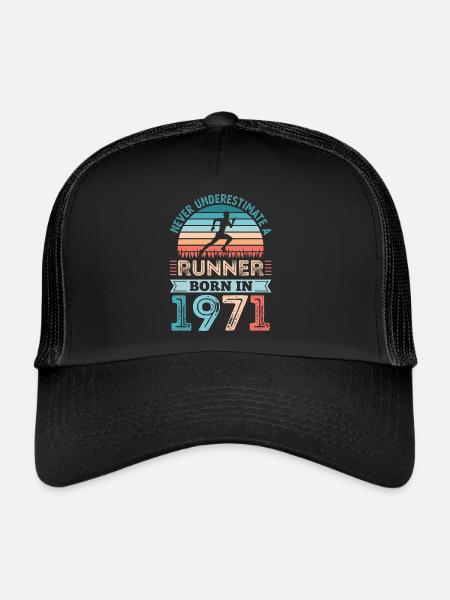 Runner born in 1971 50th Birthday Gift Running Dad - Trucker Cap - black/black