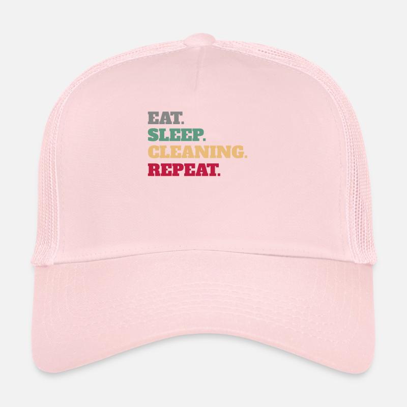 Funny Food Sleeping Cleaning Repeat Trucker Cap