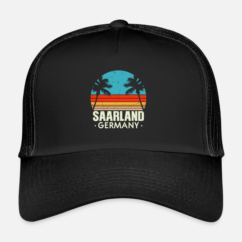 Saarland Retro Vintage Design - Trucker Cap - Schwarz/Schwarz