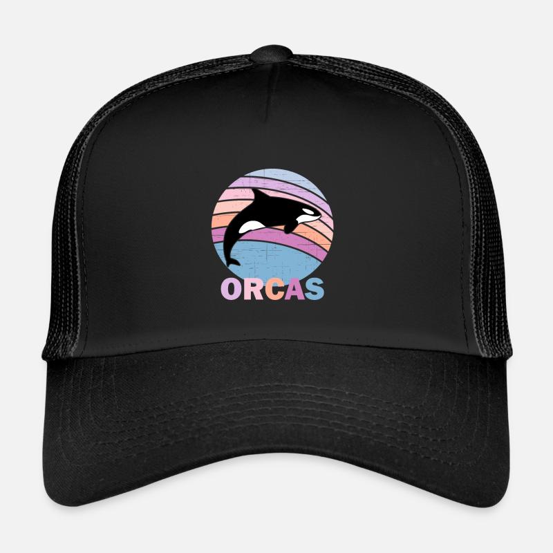 Orcas Vintage retromammaldolphinsblack und whiteca - Trucker Cap - Schwarz/Schwarz