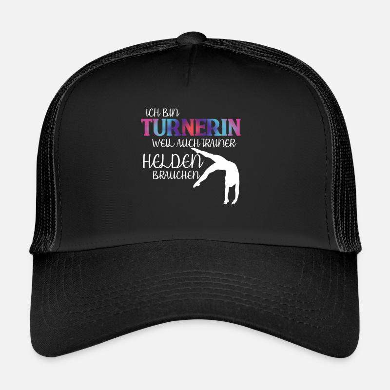Turnen Handstand Spruch Trainer - Trucker Cap - Schwarz/Schwarz