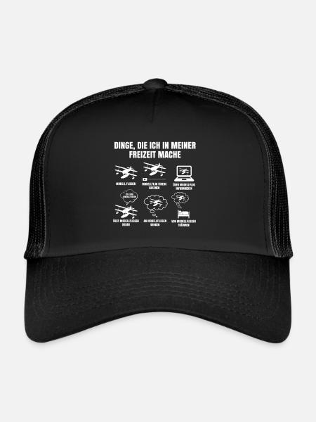 Dinge Die Ich In Meiner Freizeit Mache Modellflug - Trucker Cap - Schwarz/Schwarz - Vorne