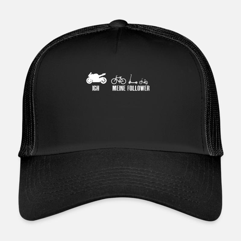 Evolution Motorradfahrer Biker Meine Follower - Trucker Cap - Schwarz/Schwarz