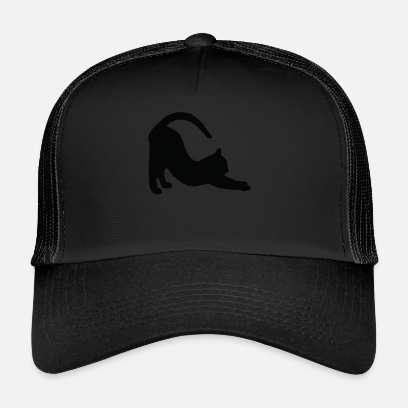 Cat Yoga - Trucker Cap - Schwarz/Schwarz