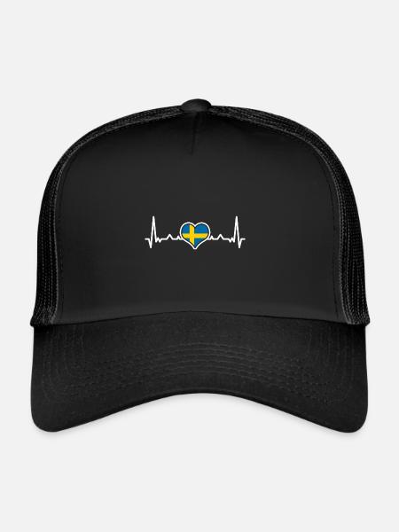 Sweden Sverige Scandinavia - Casquette trucker  - noir/noir - Devant
