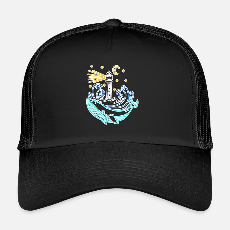 Leuchtturm Küste See Meer - Trucker Cap - Schwarz/Schwarz