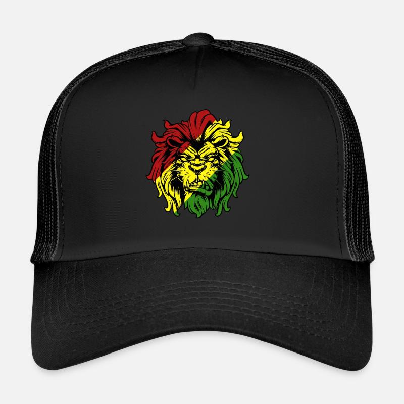 Rasta Löwe Roots Reggae Musik Jah Jamaika Geschenk - Trucker Cap - Schwarz/Schwarz