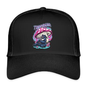 Magic Mushrooms Psychédélique Funny Trippybear - Casquette trucker  - noir/noir - Devant