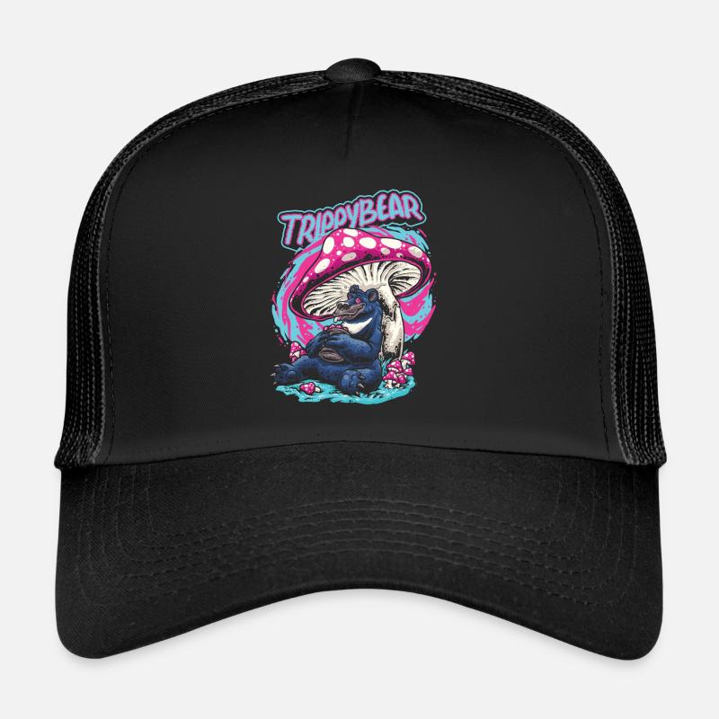 Magic Mushrooms Psychedelic Funny Trippybear Trucker Cap