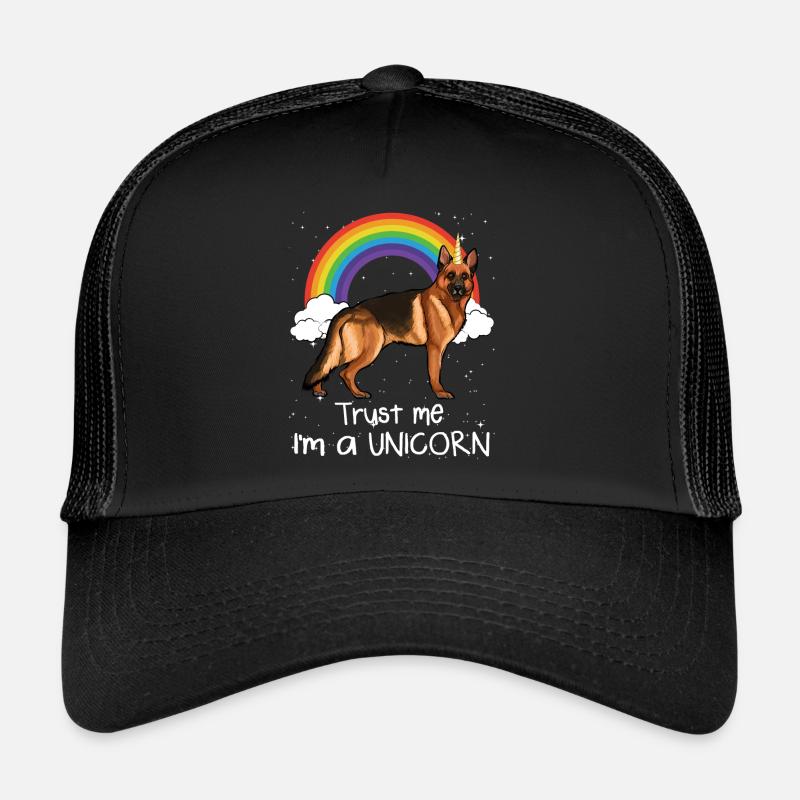 Regenbogen Deutscher Schäferhund Vertrauen Sie mir ich bin ein Einhorn Hund - Trucker Cap - Schwarz/Schwarz
