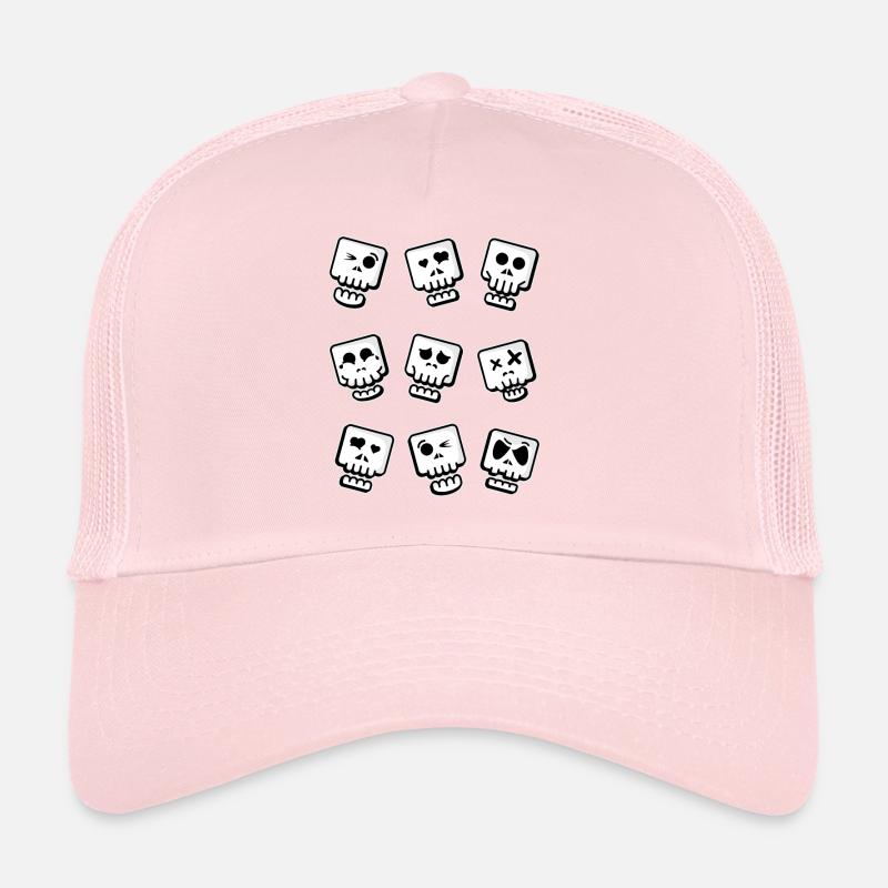 Funny Skulls Emoticon Skull Trucker Cap