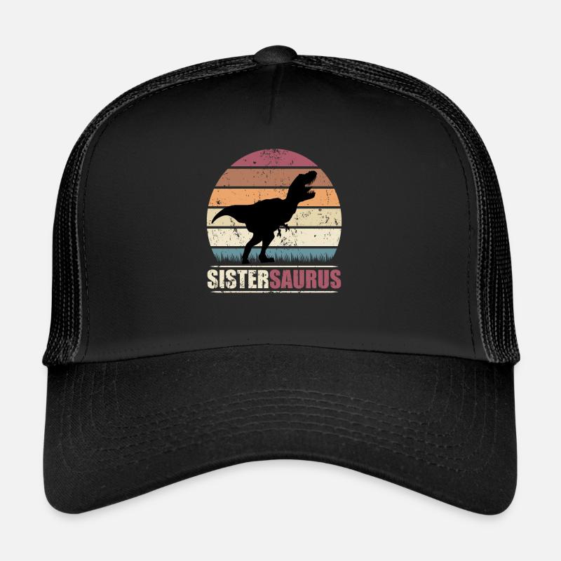 SisterSaurus - Sister Saurus Schwester Dinosaurier - Trucker Cap - Schwarz/Schwarz