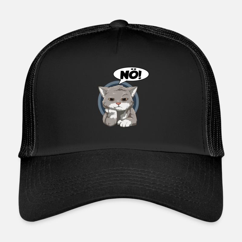 Katze Kater Streiken Ärgern Null Bock Keine Lust - Trucker Cap - Schwarz/Schwarz