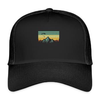 Vintage paraglider mountains skydiving paragliding - Trucker Cap - black/black - Front